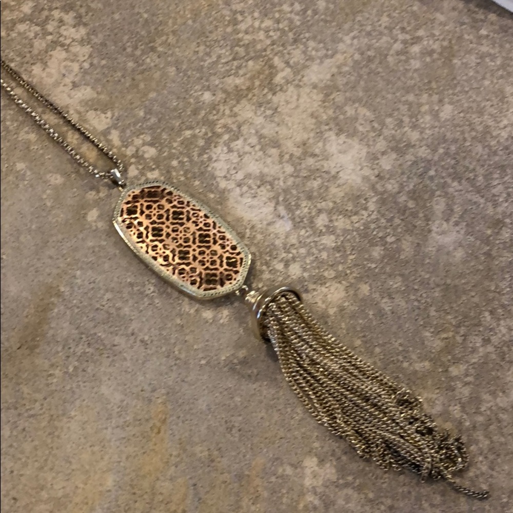 Kendra Scott Rose Gold Filigree Pendant Tassel Necklace